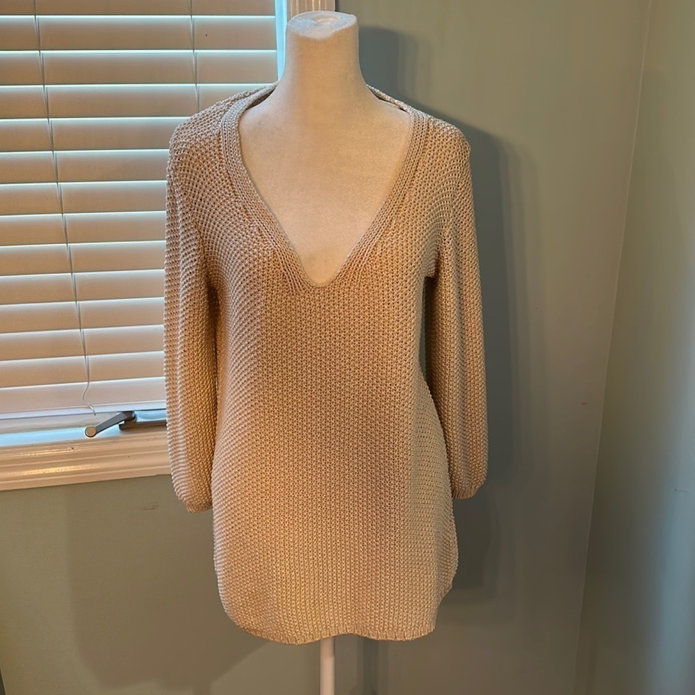 ZARA long knit oversized v-neck sweater size small